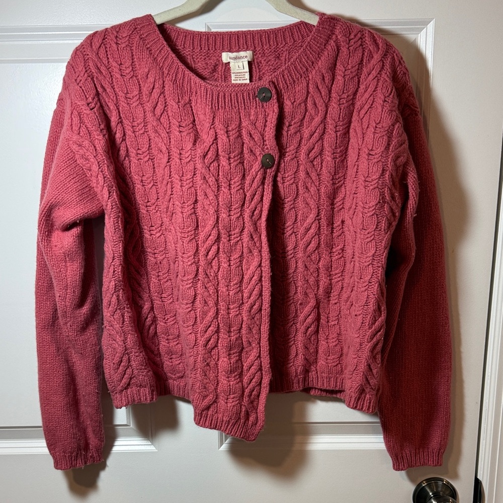 Sundance Women's Pink Cable Knit Sweater